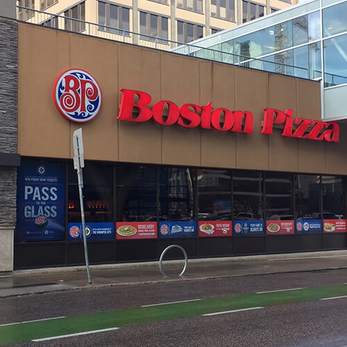 Winnipeg Signage - Boston Pizza Window Graphics